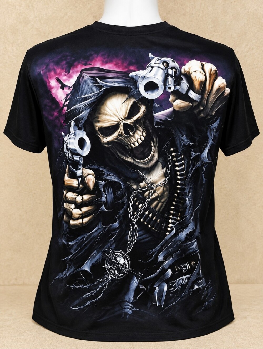 Digital 3D Skeleton Graphic Black Short Sleeve Mens T-Shirt #H